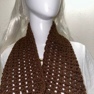 Elegant Brown Crochet Scarf